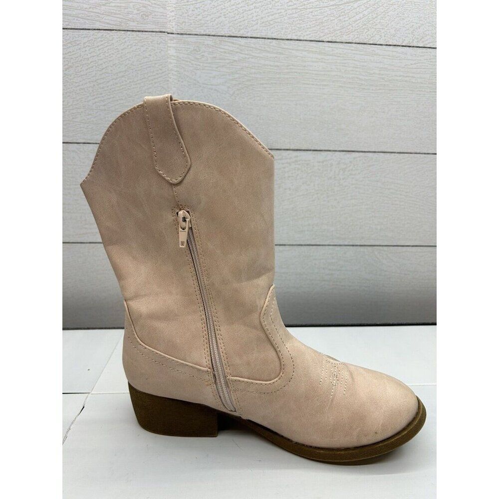 Pop Girls 5m‎ Welcome Block Heel Cowboy Boots Pink Blush Glitter Details Hearts - Picture 3 of 9